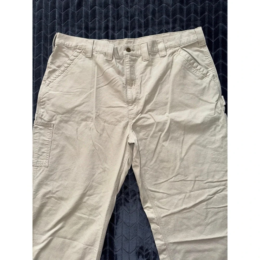 Carhartt Mens Canvas‎ Wide Leg Dungaree Pants Beige Size 42